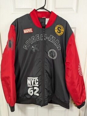Marvel Spider-Man Black & Red Bomber Jacket - Large